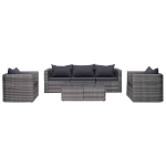 Set Divani da Giardino 6 pz con Cuscini in Polyrattan Grigio