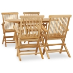 Set da Pranzo per Esterni 5 pz in Legno Massello di Teak