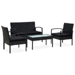 Set Divani da Giardino 4 pz con Cuscini in Polyrattan Nero