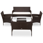 Set Divani da Giardino 5 pz con Cuscini in Polyrattan Marrone