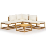 Set Divani Giardino 6 pz con Cuscini Legno Massello di Acacia