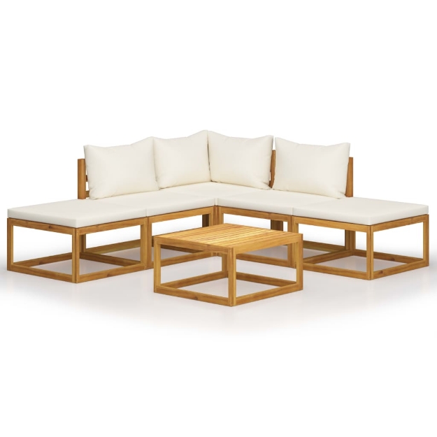 Set Divani Giardino 6 pz con Cuscini Legno Massello di Acacia