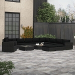 Set Divani da Giardino 13 pz con Cuscini in Polyrattan Nero