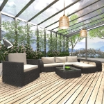 Set Divani da Giardino 8 pz con Cuscini in Polyrattan Nero