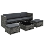 Set Divani da Giardino 4 pz con Cuscini in Polyrattan Grigio