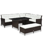 Set Divani da Giardino 3 pz con Cuscini in Polyrattan Marrone