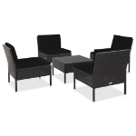 Set Divani da Giardino 5 pz con Cuscini in Polyrattan Nero