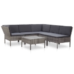 Set Divani da Giardino 6 pz con Cuscini in Polyrattan Grigio