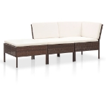 Set Divani da Giardino 3 pz con Cuscini in Polyrattan Marrone