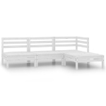 Set Divani da Giardino 4 pz in Legno Massello di Pino Bianco