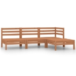 Set Divani da Giardino 4 pz in Legno Massello di Pino Miele