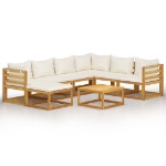 Set Divani da Giardino 8 pz con Cuscini Crema Massello Acacia