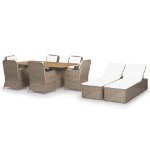 Set da Pranzo da Giardino 9 pz in Polyrattan Marrone