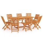 Set da Pranzo da Giardino 9 pz in Legno Massello di Teak