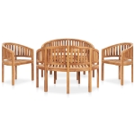 Set Salotto da Giardino 5 pz Design Curvo in Massello di Teak