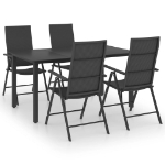 Set da Pranzo da Giardino 5 pz Nero