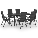 Set da Pranzo da Giardino 7 pz Nero