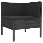 Set Divani da Giardino 4 pz con Cuscini in Polyrattan Nero