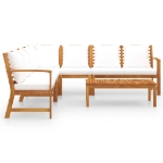 Set Divani da Giardino 6 pz con Cuscini Crema in Legno Acacia