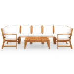 Set Divani da Giardino 9 pz con Cuscini Crema in Legno Acacia