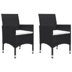 Set da Bistrot per Giardino 3 pz in Polyrattan e Acacia Nero