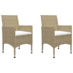 Set Bistrot da Giardino 3 pz Polyrattan e Vetro Temperato Beige