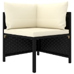 Set Divani da Giardino 5 pz con Cuscini in Polyrattan Nero