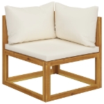 Set Divani da Giardino 5 pz con Cuscini Crema in Legno Acacia