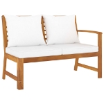 Set Divani da Giardino 6 pz con Cuscini Crema in Legno Acacia