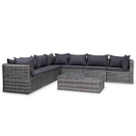 Set Divani da Giardino 9 pz con Cuscini in Polyrattan Grigio