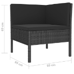 Set Divani da Giardino 4 pz con Cuscini in Polyrattan Nero