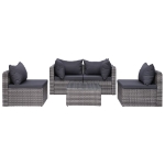 Set Divani da Giardino 9 pz con Cuscini in Polyrattan Grigio