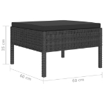 Set Divani da Giardino 4 pz con Cuscini in Polyrattan Nero