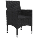 Set da Bistrot per Giardino 3 pz in Polyrattan e Acacia Nero