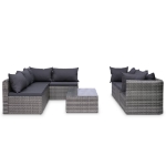 Set Divani da Giardino 9 pz con Cuscini in Polyrattan Grigio