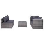 Set Divani da Giardino 9 pz con Cuscini in Polyrattan Grigio