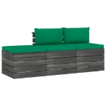 Set Divani da Giardino su Pallet 3 pz con Cuscini Massello Pino