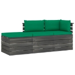 Set Divani da Giardino su Pallet 3 pz con Cuscini Massello Pino