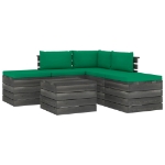 Set Divani da Giardino su Pallet 6 pz con Cuscini Massello Pino