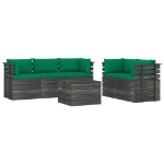 Set Divani da Giardino su Pallet 6 pz con Cuscini Massello Pino