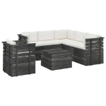 Set Divani da Giardino su Pallet 7 pz con Cuscini Massello Pino