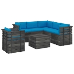 Set Divani da Giardino su Pallet 7 pz con Cuscini Massello Pino