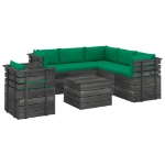 Set Divani da Giardino su Pallet 7 pz con Cuscini Massello Pino