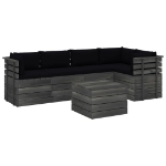 Set Divani da Giardino su Pallet 6 pz con Cuscini Massello Pino