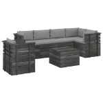 Set Divani da Giardino su Pallet 7 pz con Cuscini Massello Pino