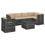 Set Divani da Giardino su Pallet 7 pz con Cuscini Massello Pino