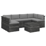 Set Divani da Giardino su Pallet 7 pz con Cuscini Massello Pino