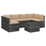 Set Divani da Giardino su Pallet 7 pz con Cuscini Massello Pino