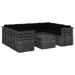 Set Divani da Giardino su Pallet 9 pz con Cuscini Massello Pino