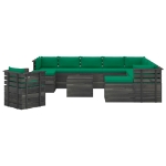 Set Divani da Giardino Pallet 12 pz con Cuscini Massello Pino